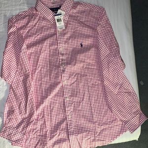 Ralph Lauren Button Down Dress Shirt Brand New Pink/White